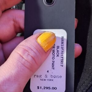 Rag and Bones black leather motorcycle pants women's size 4